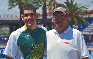 Con su entrenador David Toste.